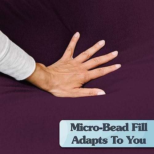 Yogibo Support Reading Pillow Unique U-Shaped Backrest with Arms, Cotton, Provides A Lift for Watching TV, Gaming, Working, Filled with Soft Micro-Beads, ,Purple