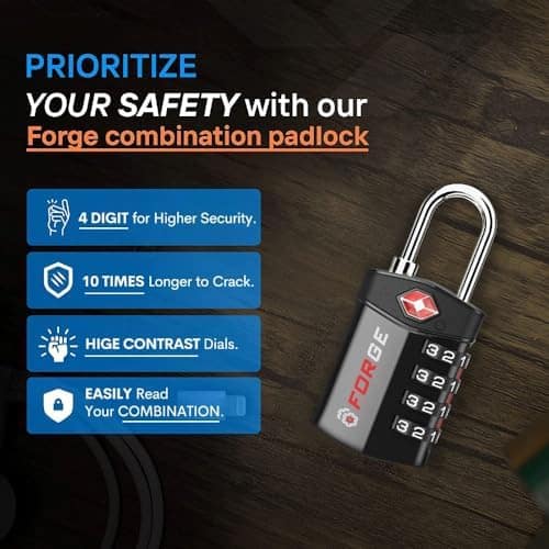 Forge Travel Lock,TSA Approved Luggage Locks for Air Travel, Gym Lockers, School Lockers, Pelican Cases, Gun Case, Easy Read Dials, Durable Alloy Body