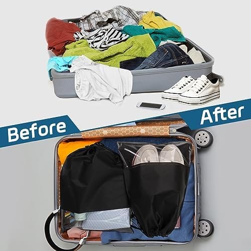 Shoe Bag for Travel, 15PCS Non-woven Shoe Bags with Transparent Windows, Drawstring Shoe Bags for Men and Women, Dust-proof Shoe Organizer Bag, Black Shoe Storage Bags Home Travel to Carry Convenient