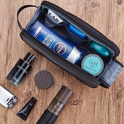 Toiletry Bag for Men, Extra Large Water-resistant Dopp Kit with Double Side Full Open Design, Shaving Bag for Toiletries and Shaving Accessories for Long Travel, Black
