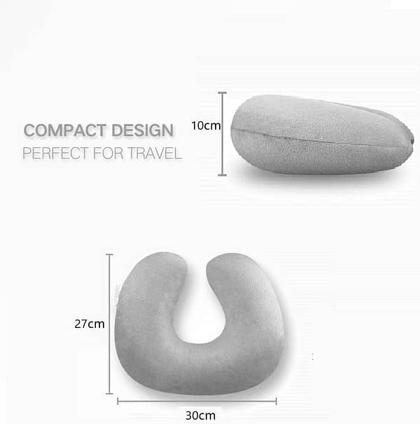 Short plush coat PVC pillow core inflatable pillow outdoor travel pillow U-shaped pillow Inflatable Blow up Neck Pillow for Holiday and Travel Comfort. Compact and Light for Easy Storage【Cyan】